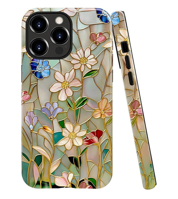 TnXee iPhone 11 Pro Max Case – Hybrid Stained Glass Flower