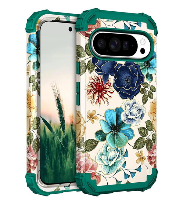 Hocase Google Pixel 10 Pro XL Case – Shockproof Floral (Teal)