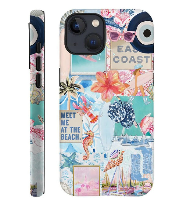 iPhone 14 Hybrid Case (Seashell Jellyfish Design)